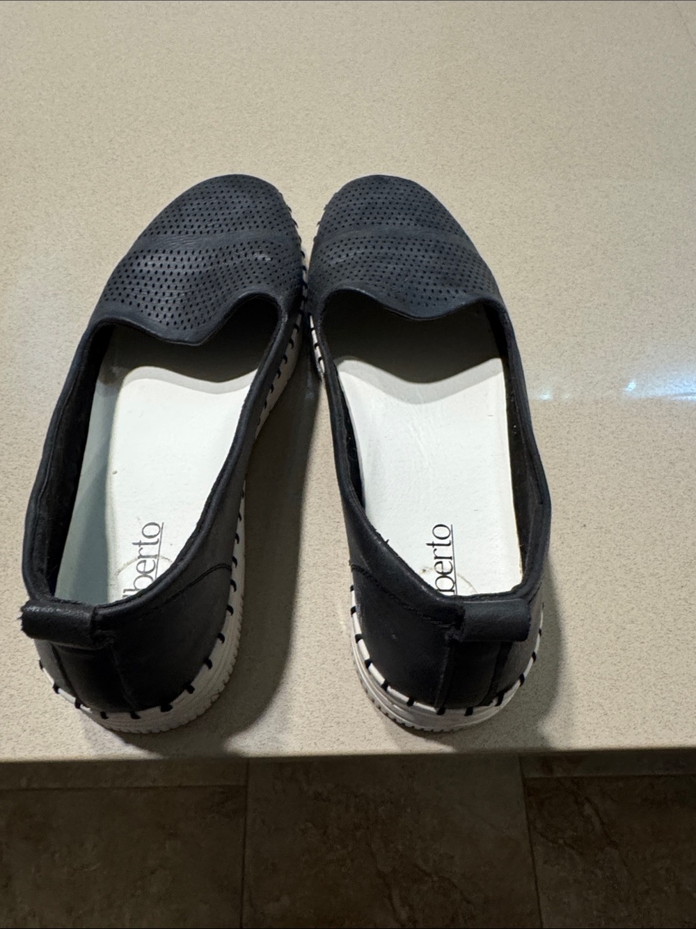 Black Perforated Slip-On Loafers